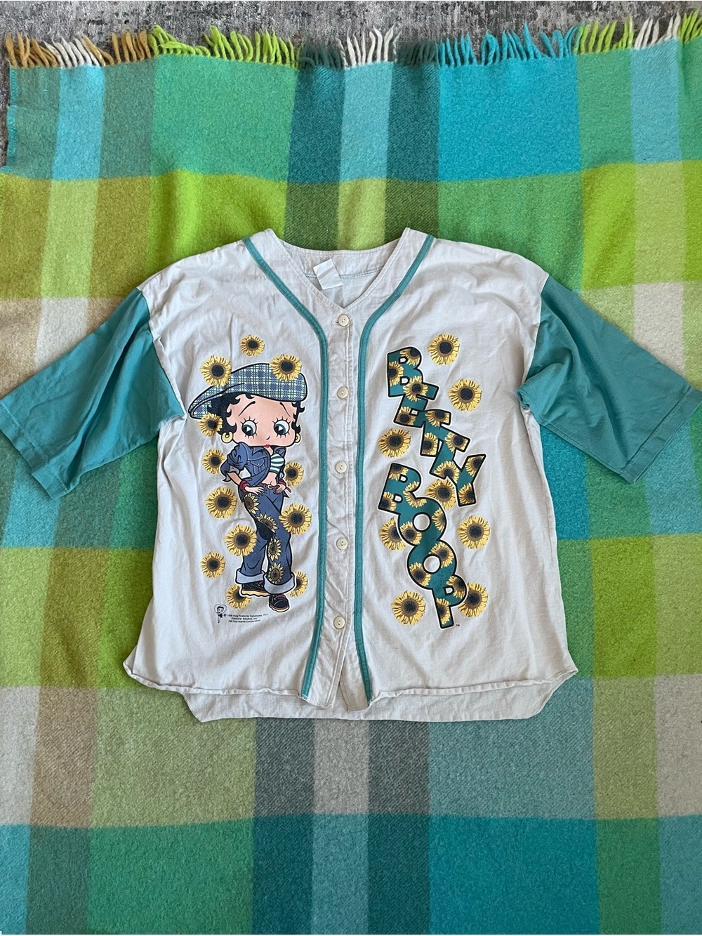 Vintage 1995 Betty Boop Sunflower button down baseball jersey